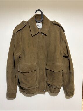 Aritzia Suede Bomber Jacket in Camel